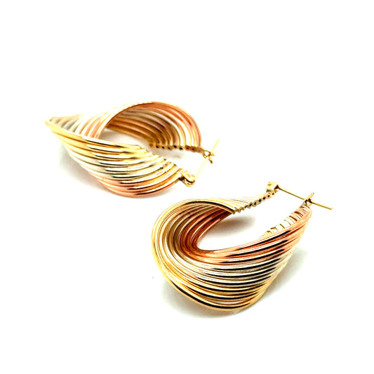 New 14k Yellow & White & Rose Gold Earrings