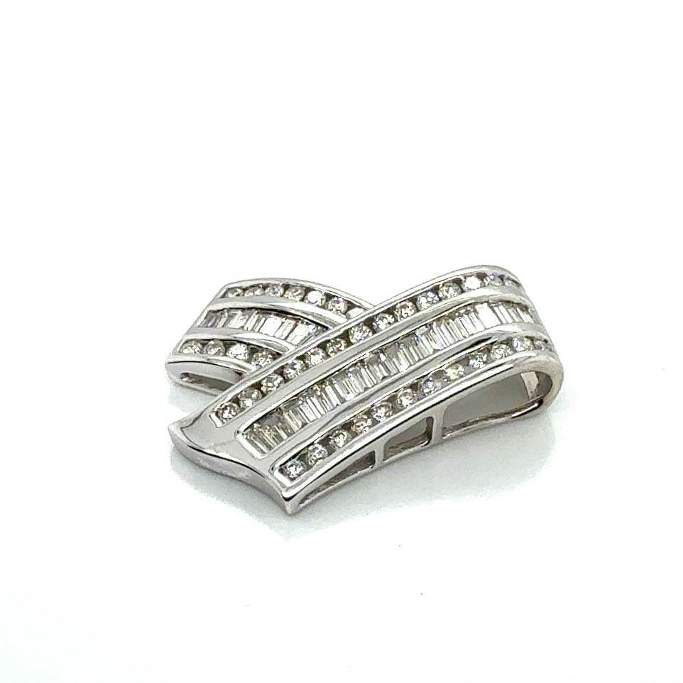New 14k White Gold 2 CT TW Diamond Pendant