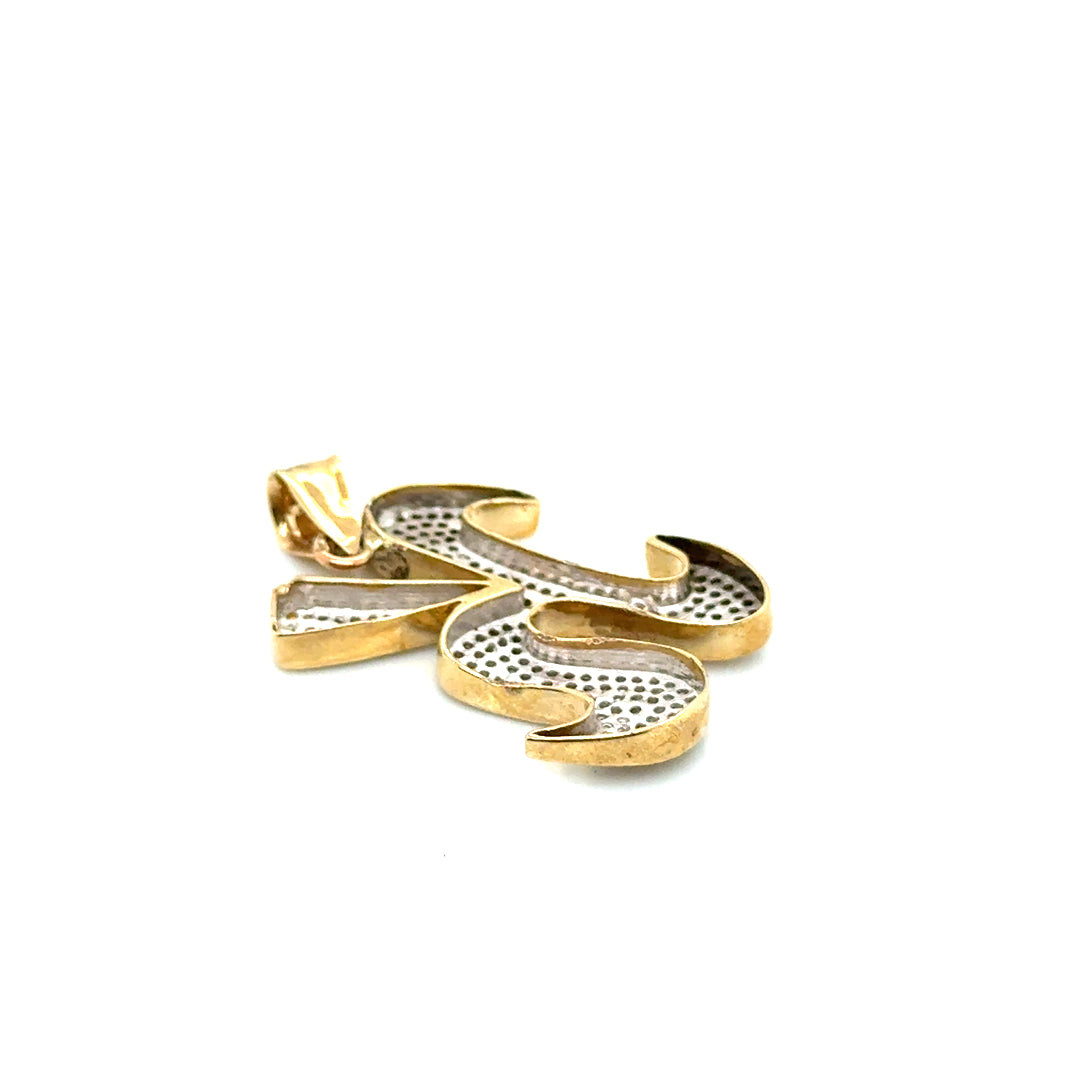 14k Yellow Gold 1.40 CT TW Diamond Letter “K” Pendant