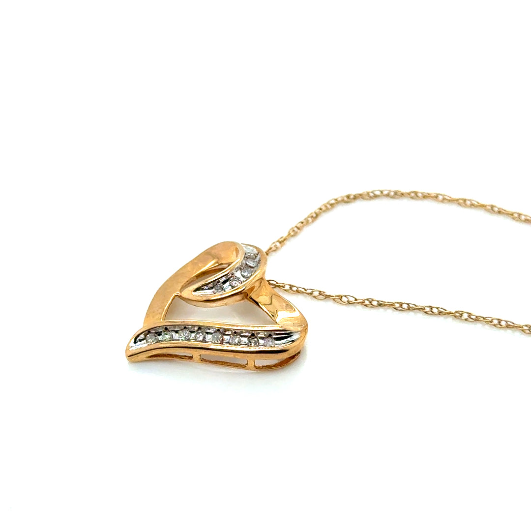 10k Yellow Gold Diamond Heart Pendant