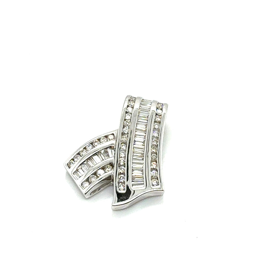 New 14k White Gold 2 CT TW Diamond Pendant
