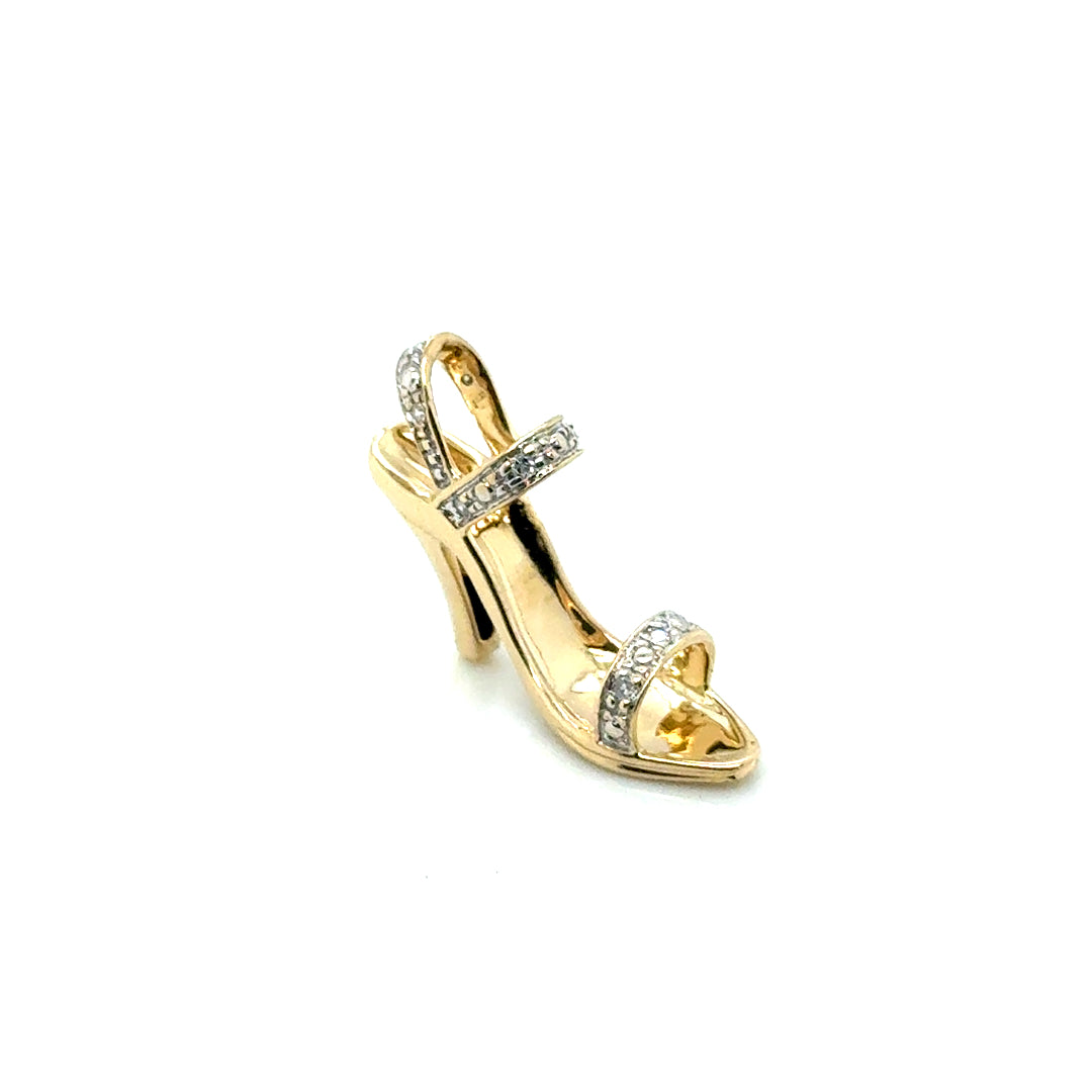 14k Yellow Gold High Hill Diamond Pendant