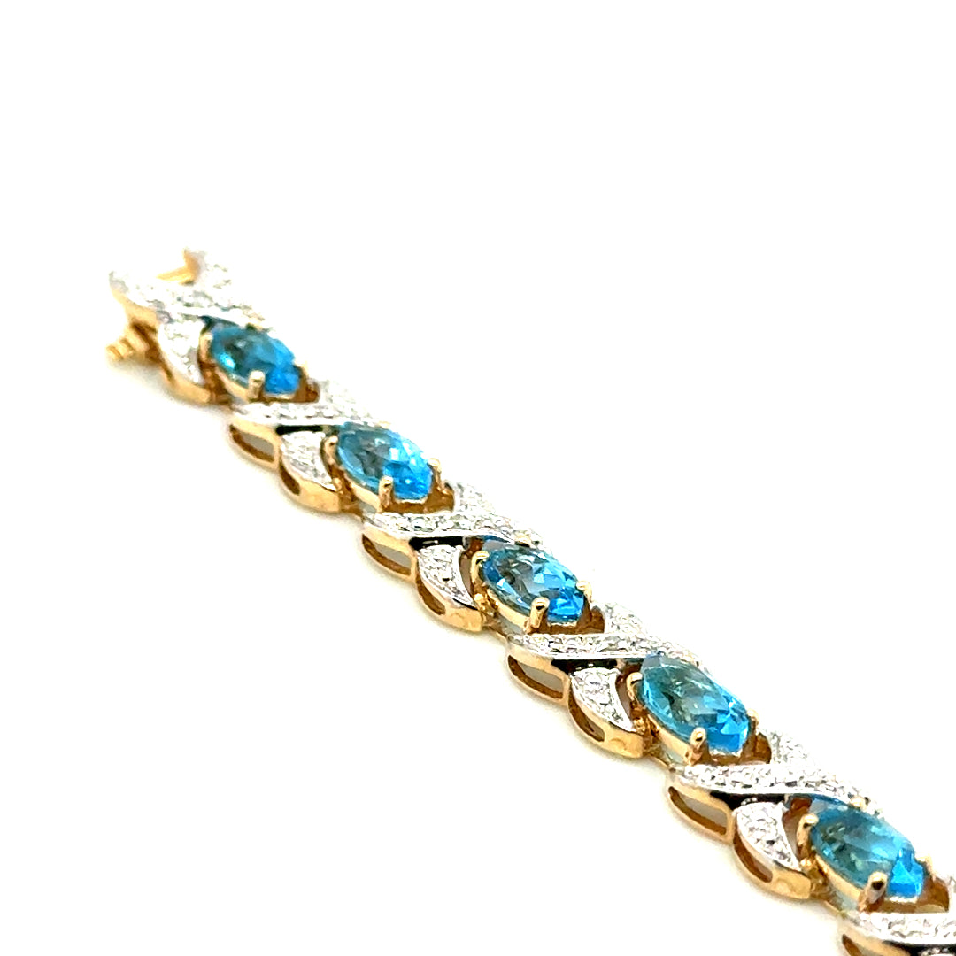 New 10k Yellow Gold Topaz & Diamond Women’s Bracelet
