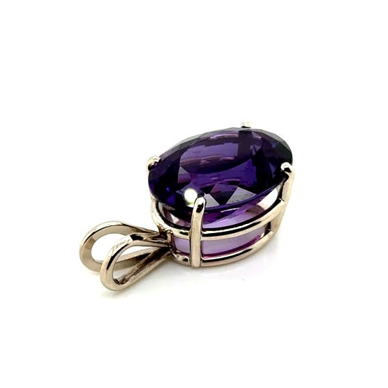 14k White Gold Purple Amethyst Pendant