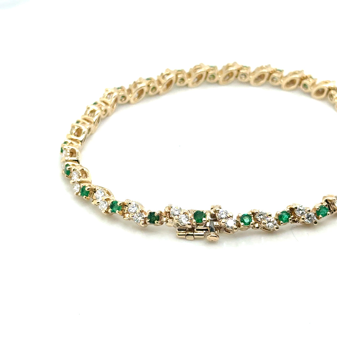 New 14k Yellow Gold Colombian  Emerald & 2.40 CT TW Diamond Bracelet