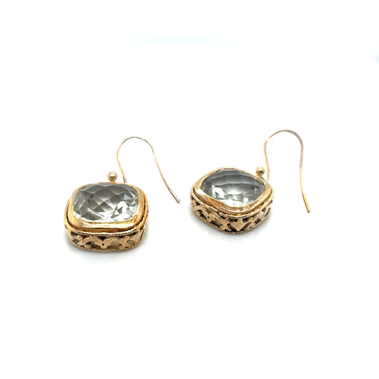 925 Gold Plated Baroni Green Amethyst Earrings