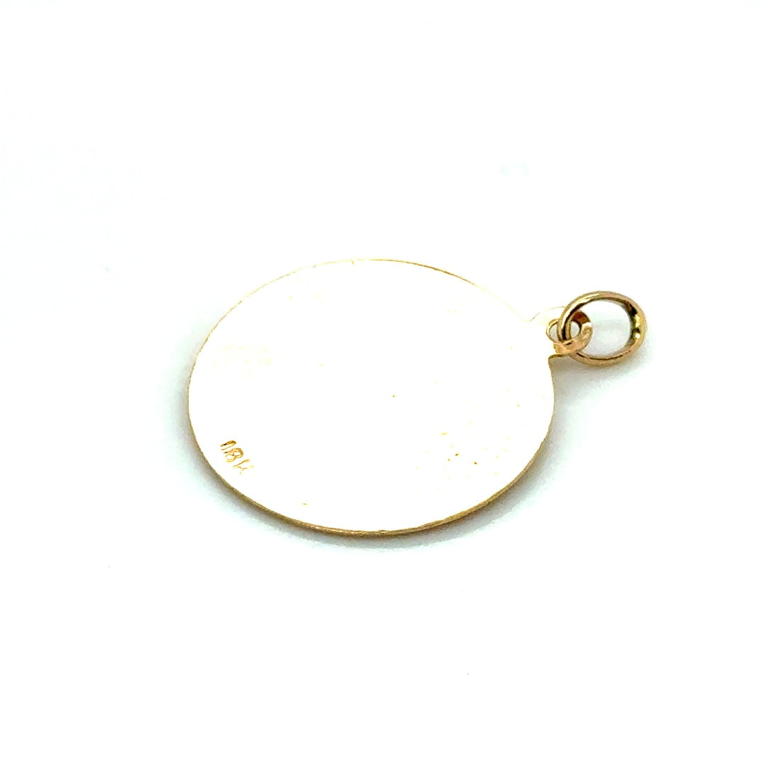 18k Yellow Gold Mother of God Medallion Round Pendant