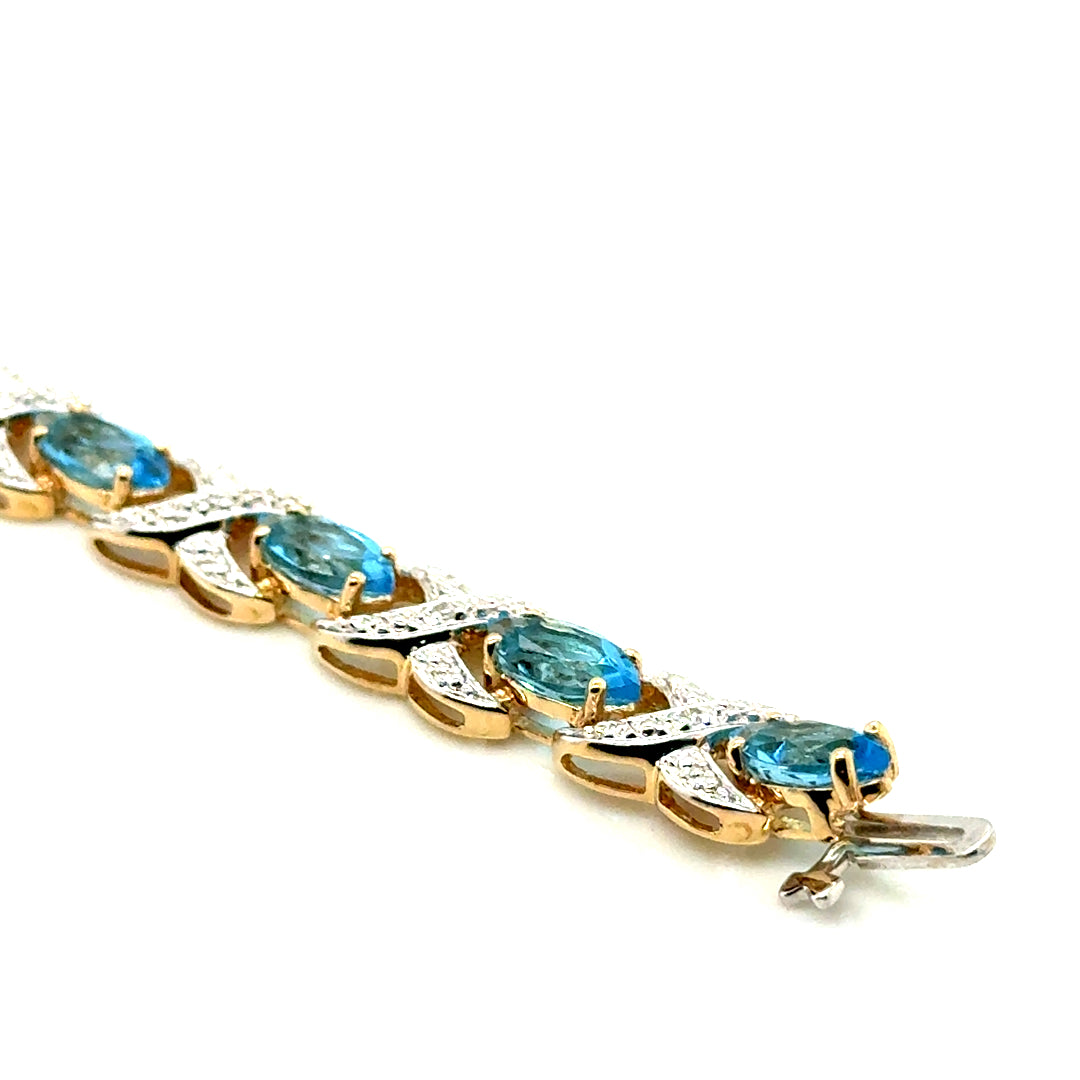 New 10k Yellow Gold Topaz & Diamond Women’s Bracelet