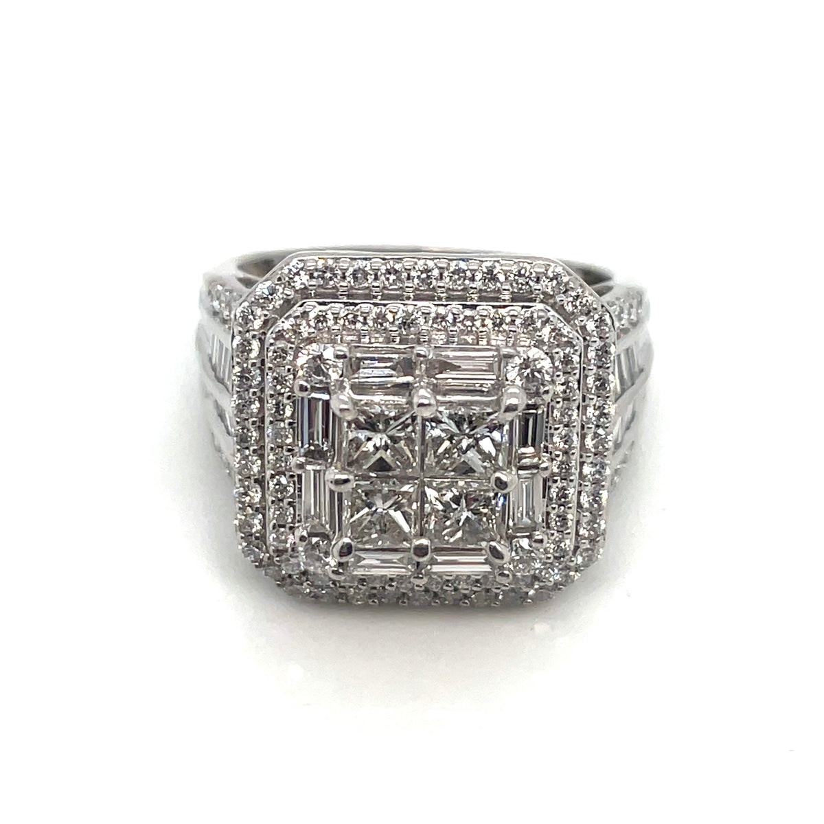 14k White Gold Engagement 3.30 CT TW Diamonds Ring