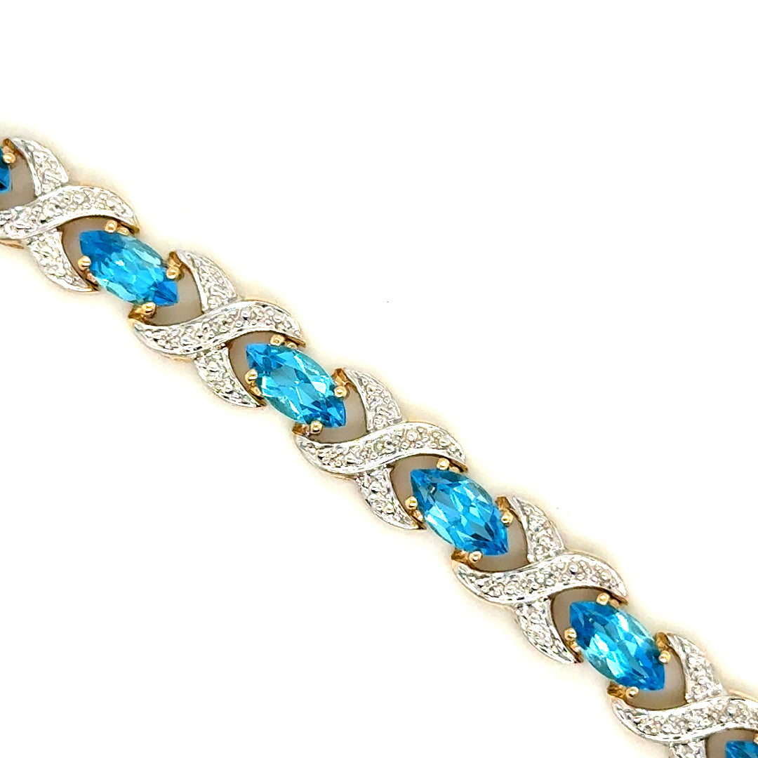 New 10k Yellow Gold Topaz & Diamond Women’s Bracelet