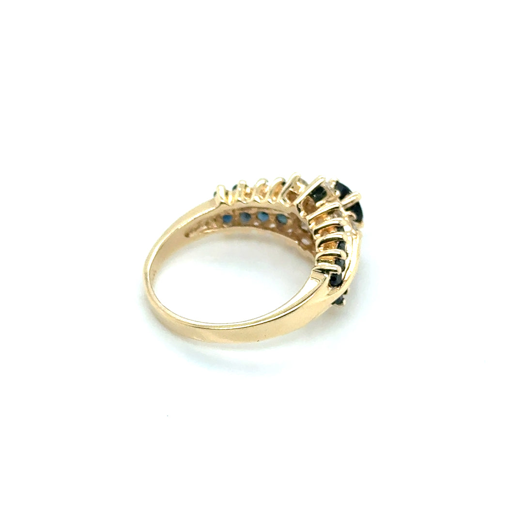 14k Yellow Gold Genuine Sapphire and 0.50 CT TW Diamond Ring