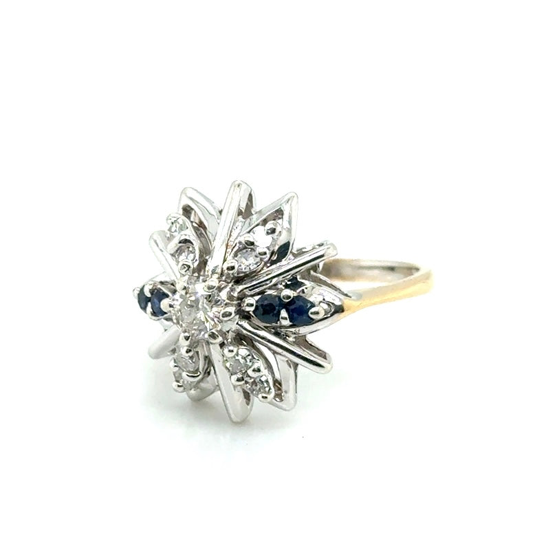 14k White Gold Sapphire and 0.45 CT TW Diamond Ring