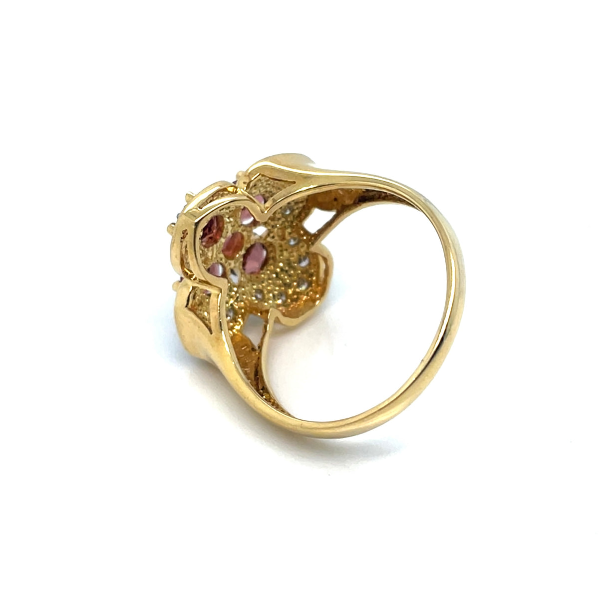 LeVian 18k Yellow Gold and Black Rhodium Pink Tourmaline and 0.30 CT TW Diamonds Ring