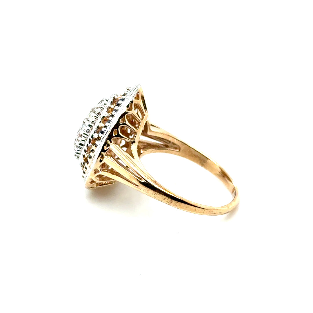 14k Yellow Gold Genuine Sapphire and 0.50 CT TW Diamond Tear Ring