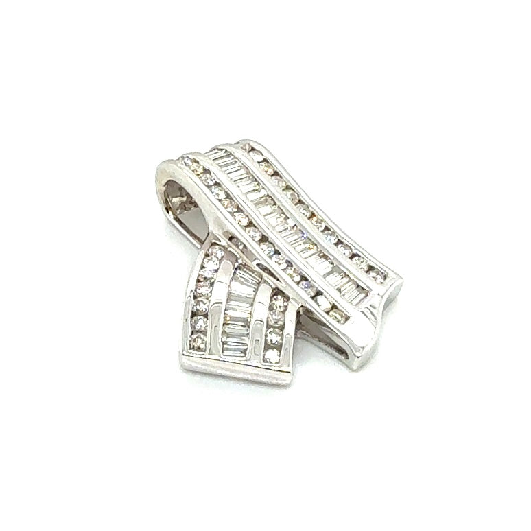 New 14k White Gold 2 CT TW Diamond Pendant