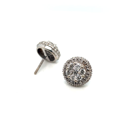 10k White Gold 1.7 CT TW Diamonds Earrings