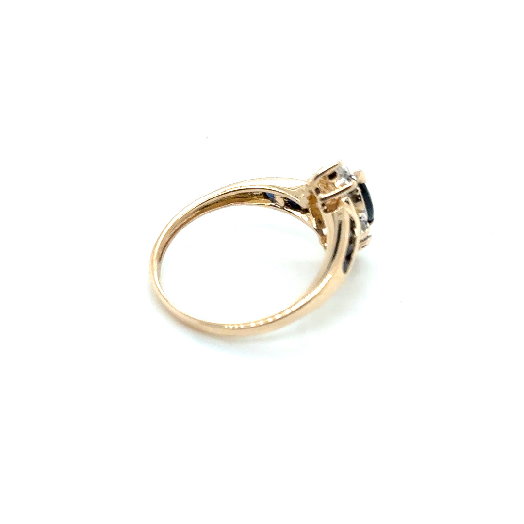 14k Yellow Gold Sapphire and Diamond Ring