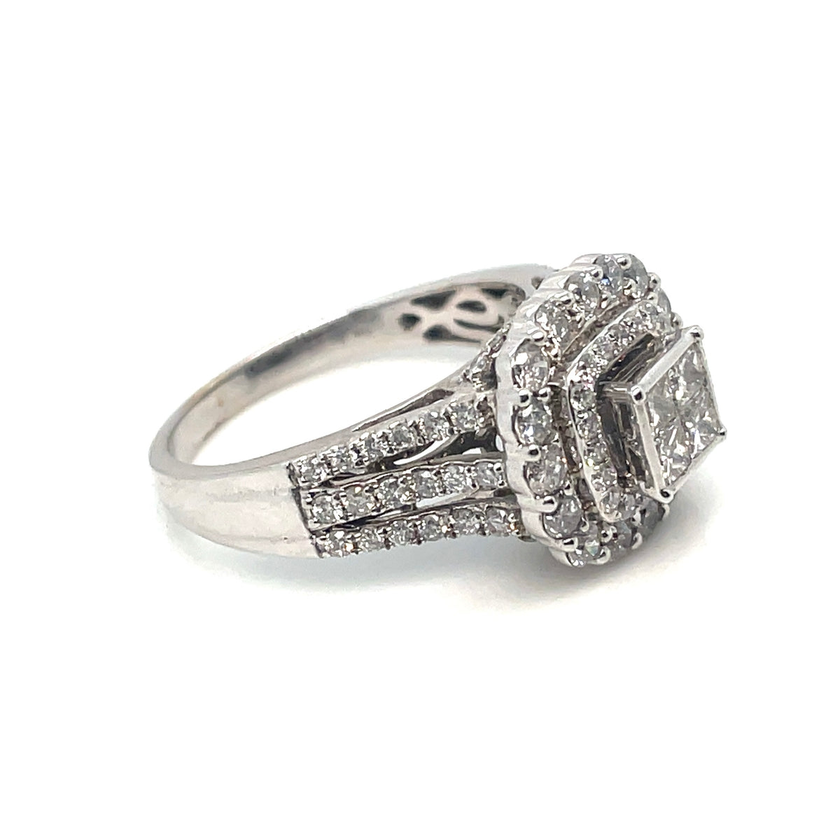 14k White Gold Engagement 2.3 CT TW Diamonds Ring