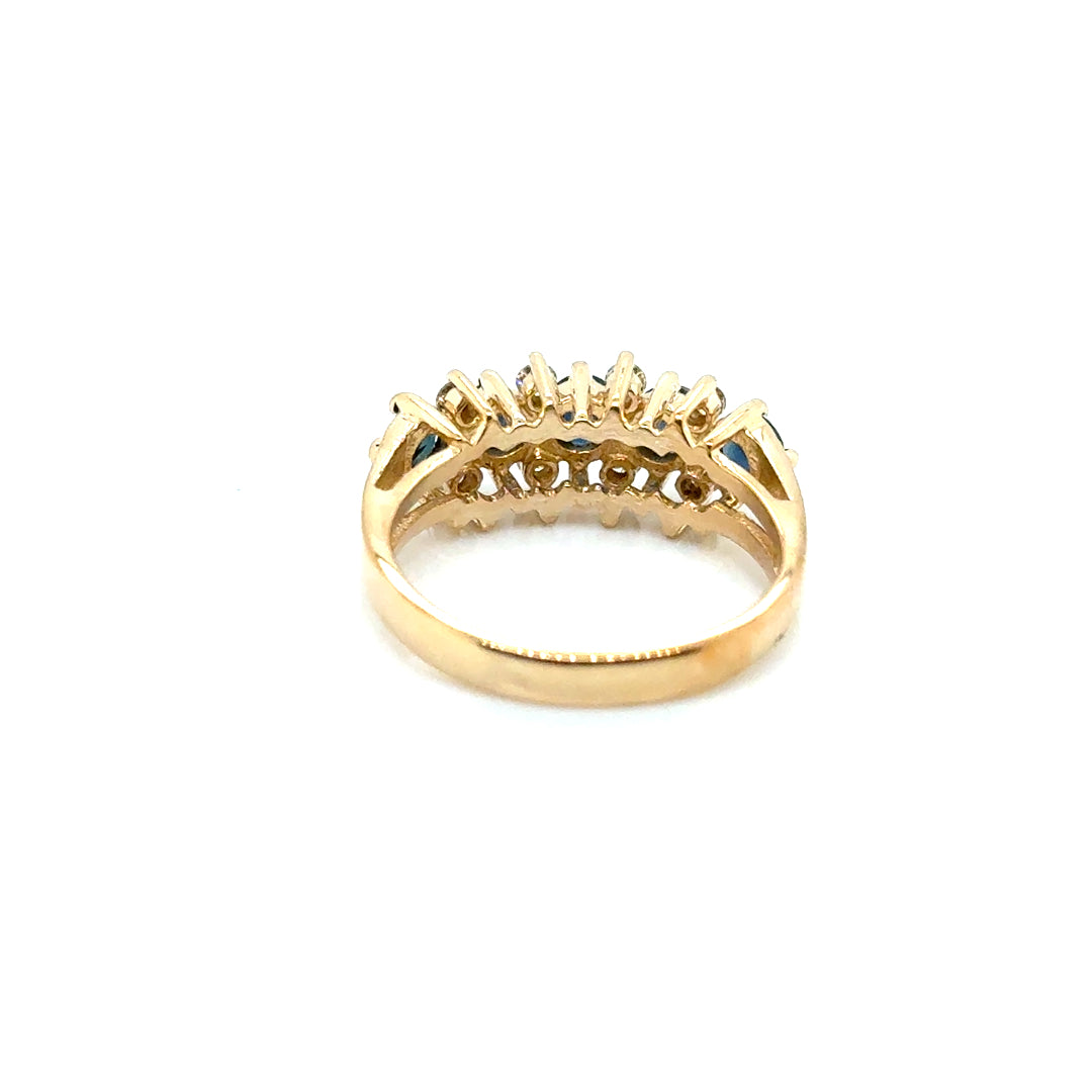 14k Yellow Gold Sapphire and Diamond Ring