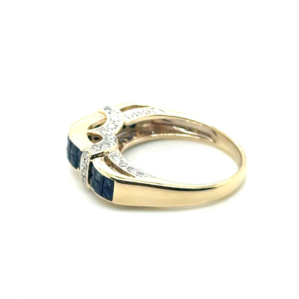 14k Yellow Gold Sapphire and 1 CT TW Diamond Ring