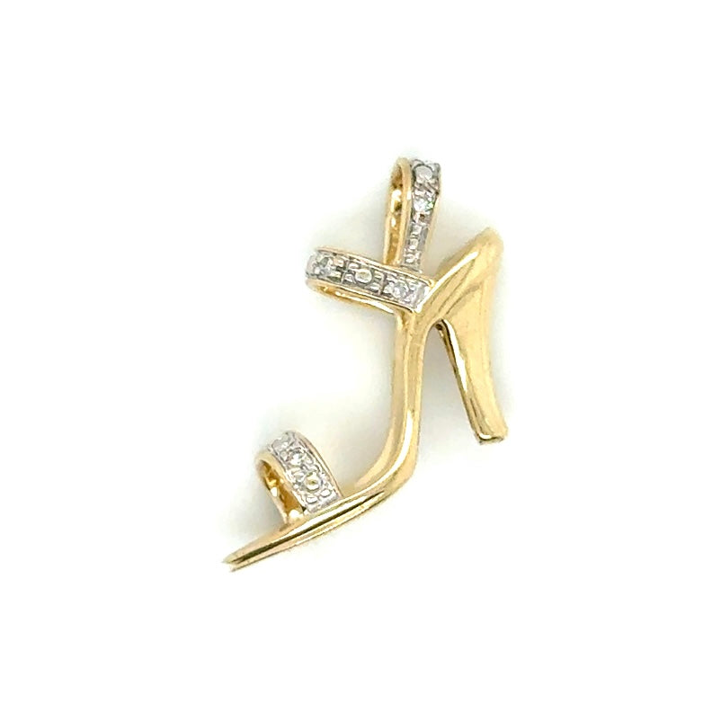 14k Yellow Gold High Hill Diamond Pendant
