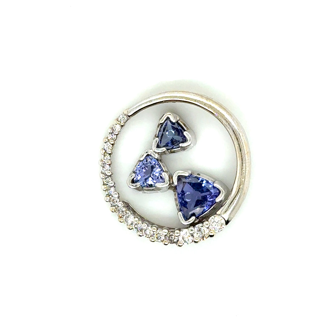 New 14k White Gold Tanzanite and 0.40 CT TW Diamond Pendant