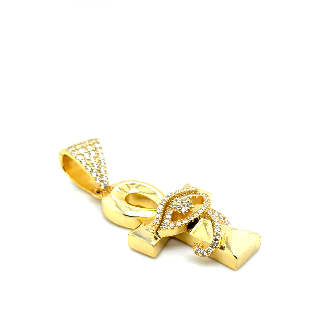 925 Gold Plated Eye of Horus CZ Pendant