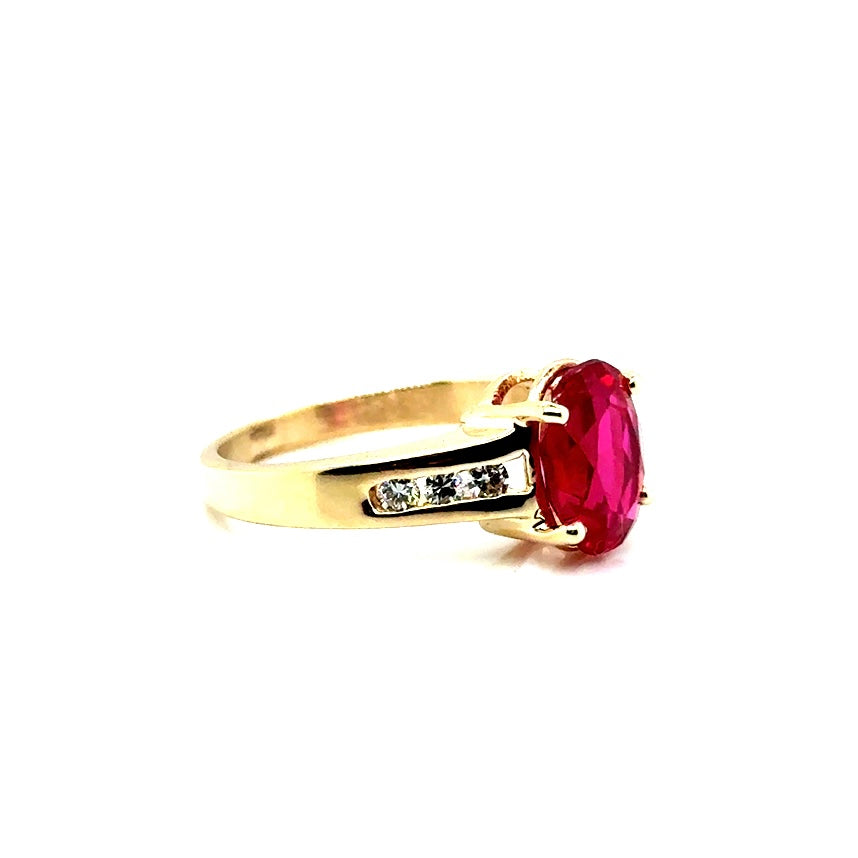 New 14k Yellow Gold Diamond and Ruby Ring