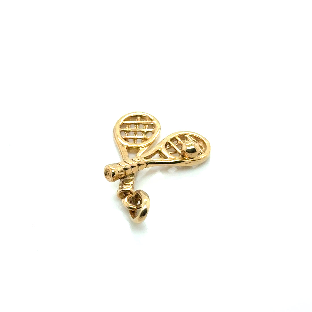 14k Yellow Gold Rackets with Ball Pendant