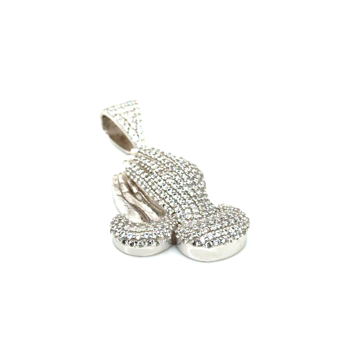 925 Sterling Silver Playing Hands CZ Pendant