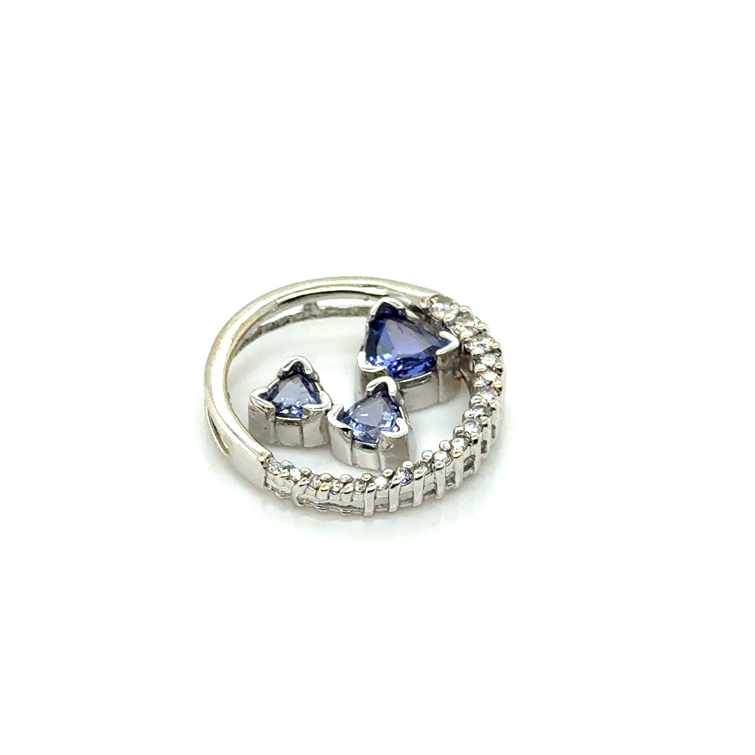 New 14k White Gold Tanzanite and 0.40 CT TW Diamond Pendant