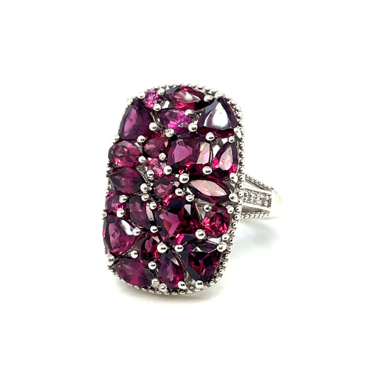 Silver Tourmaline and Diamond Ring