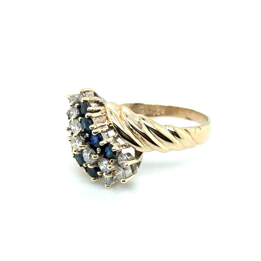 14k Yellow Gold Sapphire and 0.65 CT TW Diamond Ring