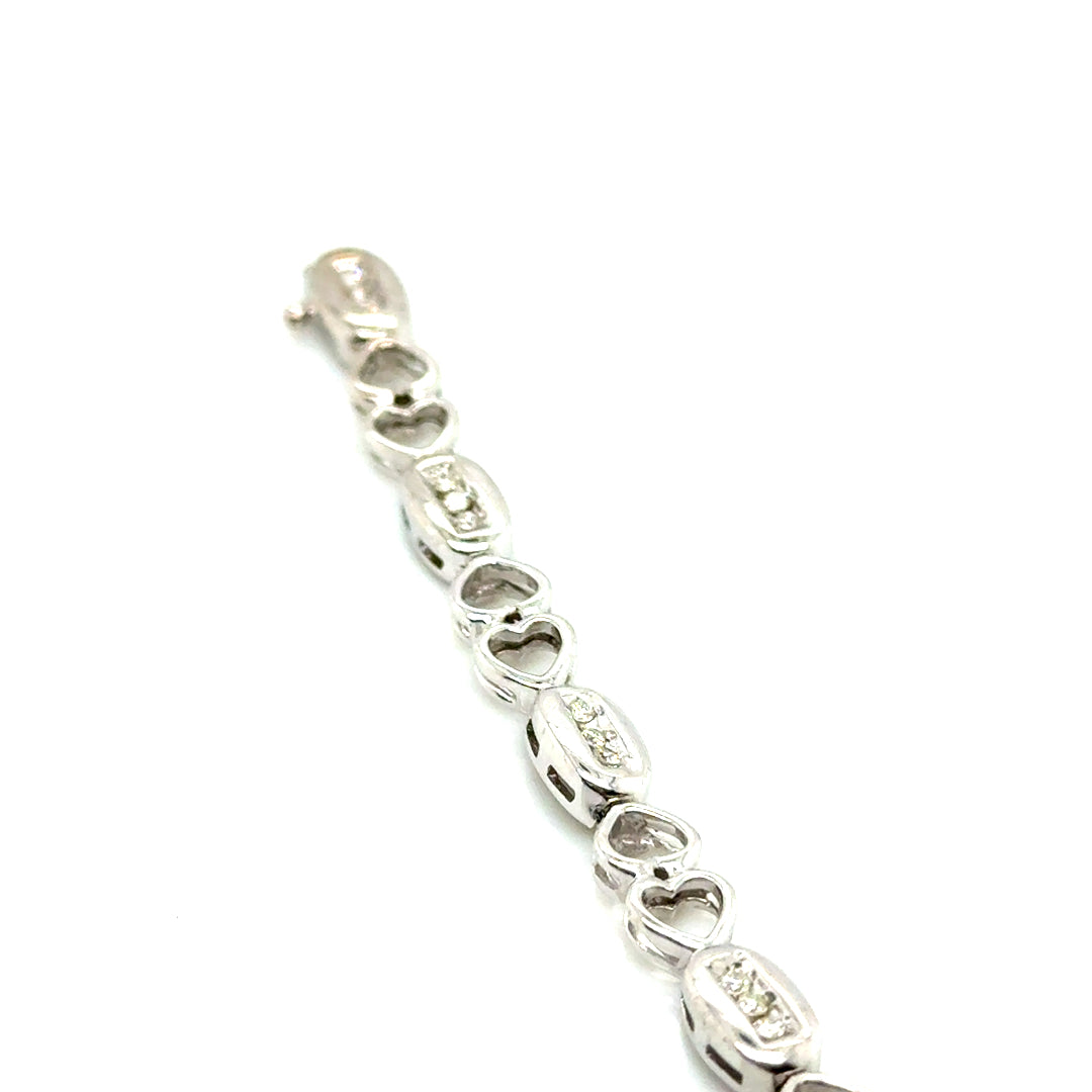 New 14k White Gold 1.40 CT TW Diamond 6.5”Bracelet