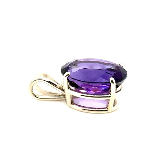 14k White Gold Purple Amethyst Pendant
