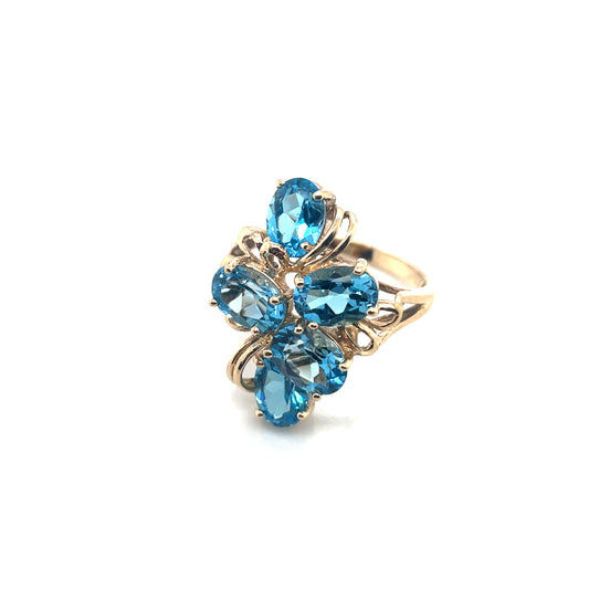 10k Yellow Gold Swiss Blue Topaz Ring