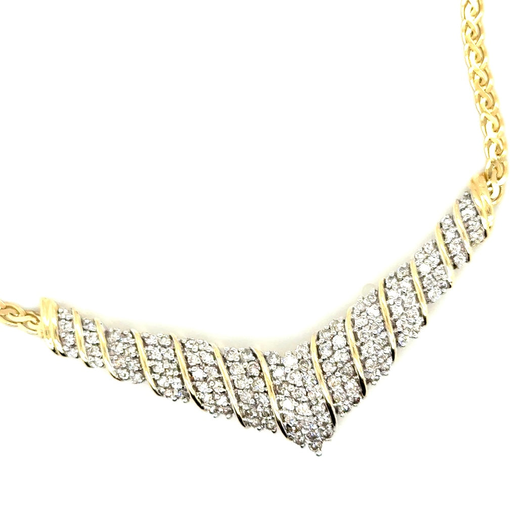New 14k Yellow Gold Made in Italy 3 CT TW Diamond Necklace