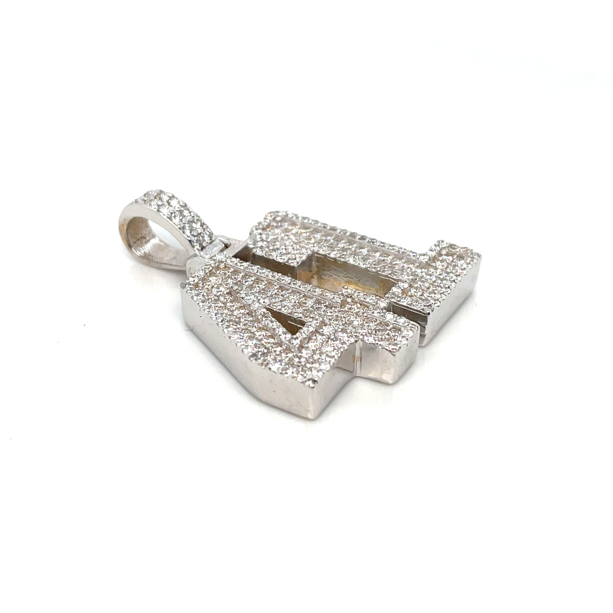14k White Gold 3D Number “41” 2.60 CT TW Diamond Pendant