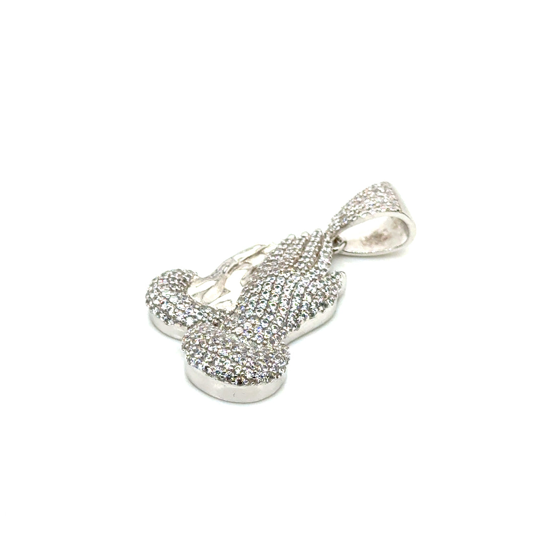 925 Sterling Silver Playing Hands CZ Pendant