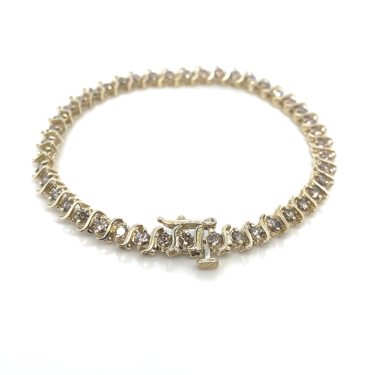 14k Yellow Gold 2.2 CT TW Shampagne Diamonds Bracelet